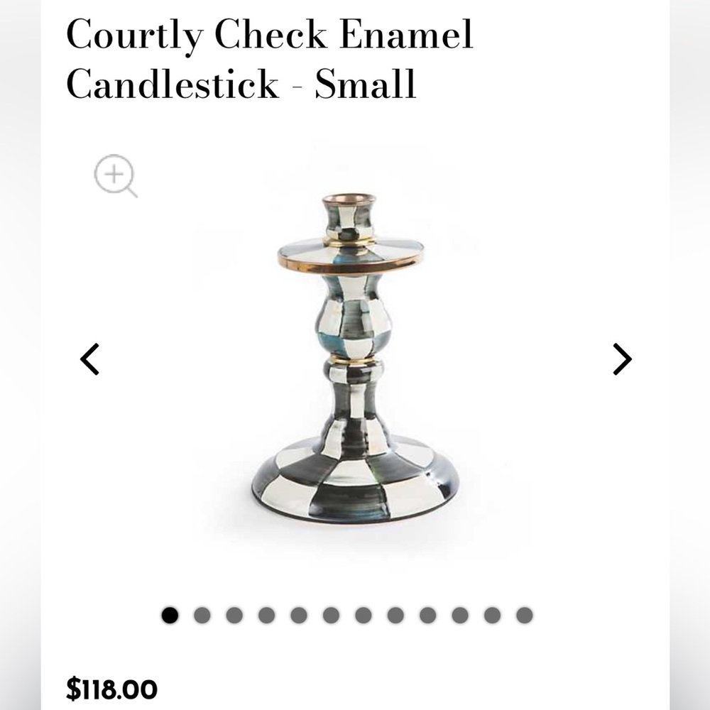 MacKenzie-Child’s Courtly Check Enamel Candlestick - Small - Picture 2 of 4